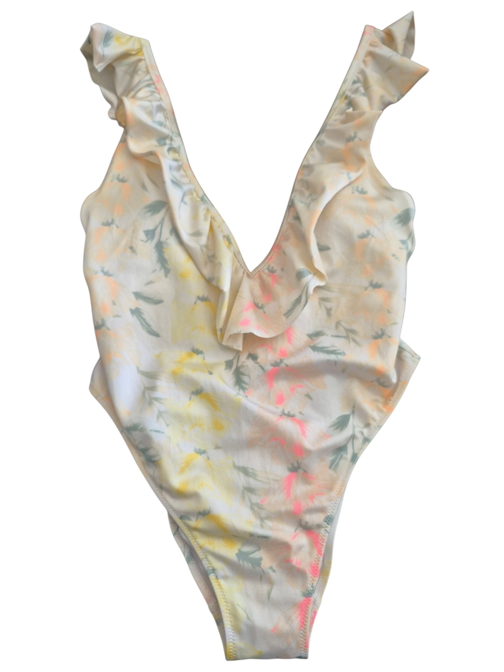 💕Victoria's Secret Pink Ruffled V-Neck One-Piece Swimsuit in Pastel Floral💕